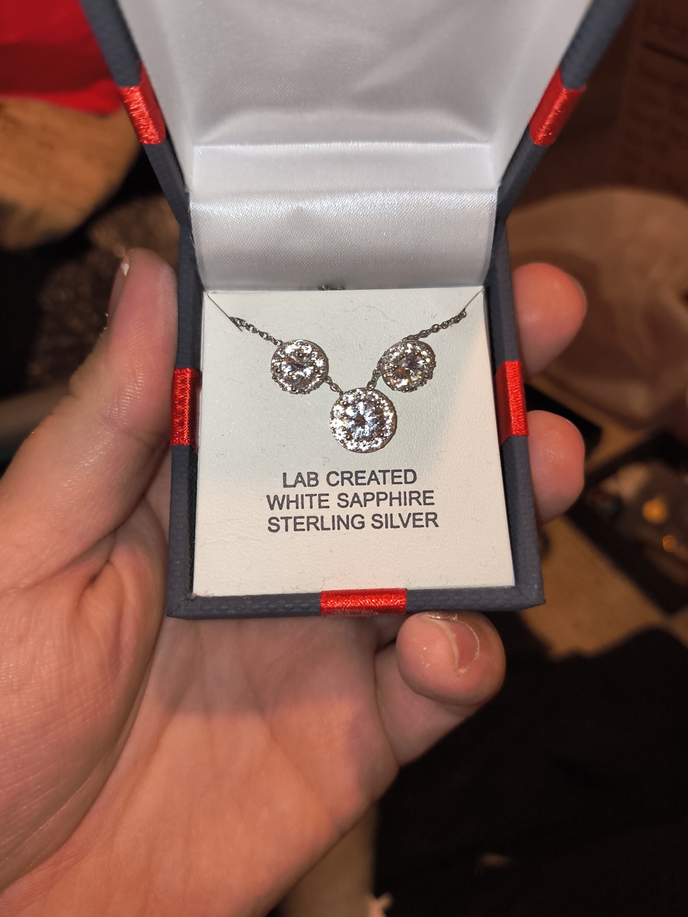 Sterling Silver Lab-Created White Sapphire Earrings And Necklace.